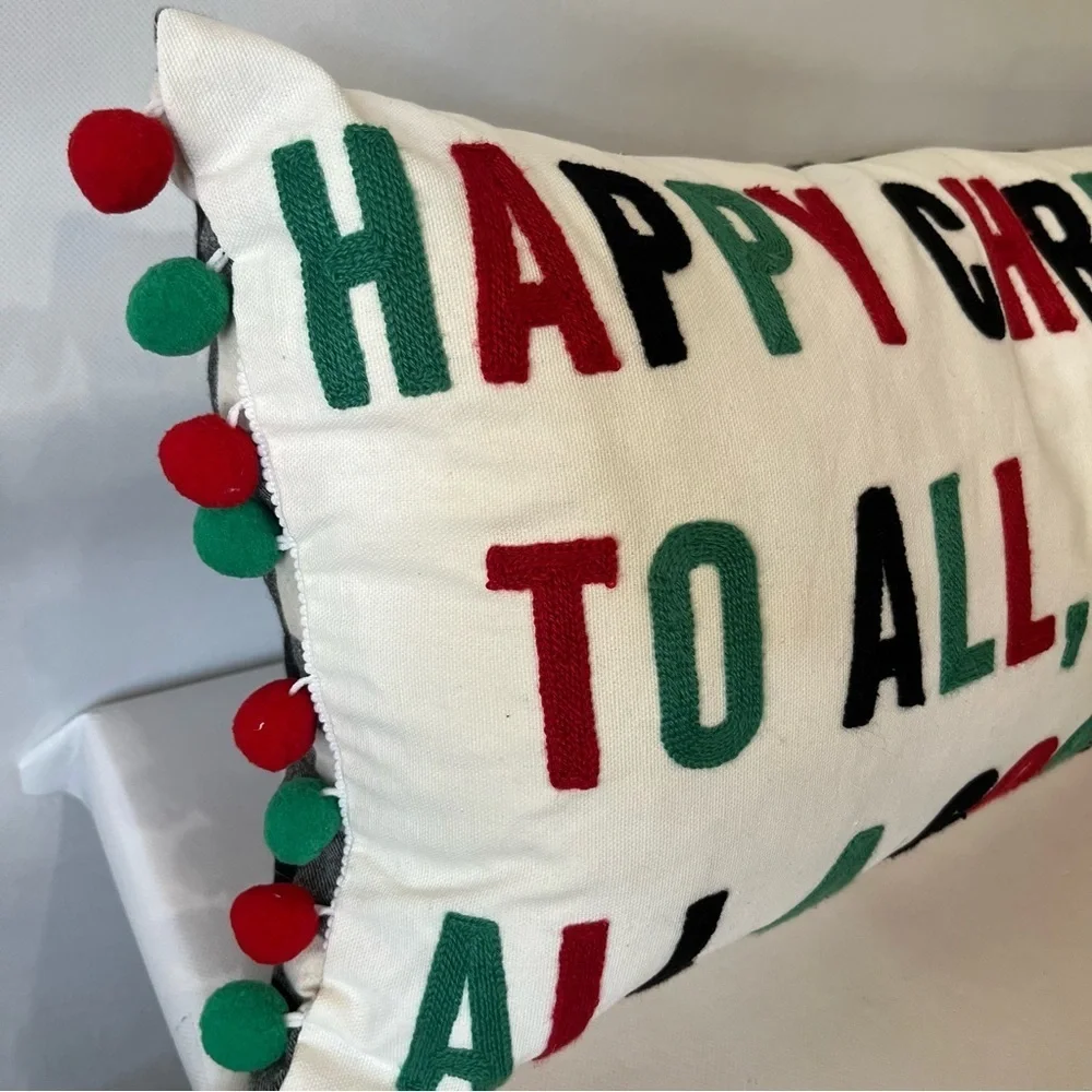 Beautiful Christmas Accent Pillow Happy Christmas to All and to all a Good Night